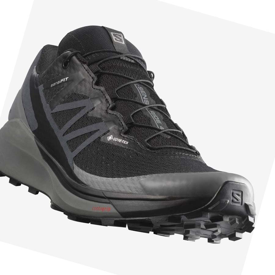 Salomon SENSE RIDE 4 GORE-TEX INVISIBLE FIT Trail Futócipő Férfi Fekete Fekete | HU 2106VRW